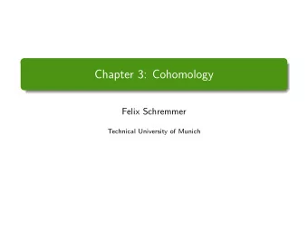 Chapter 3: Cohomology  Felix Schremmer  Technical University of Munich  Different notions of