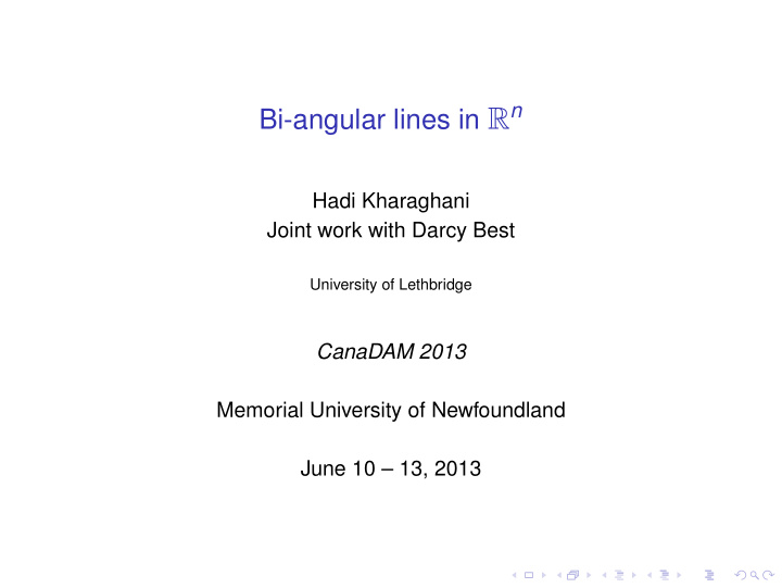 bi angular lines bi angular lines mutually unbiased