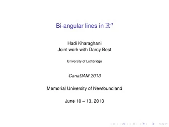 Bi-angular lines  Bi-angular lines  Mutually unbiased weighing matrices  Bi-angular
