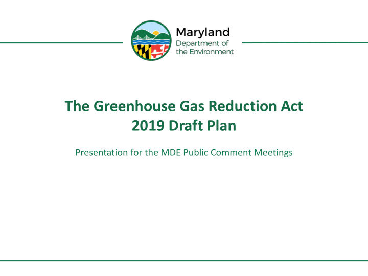 the greenhouse gas reduction act 2019 draft plan