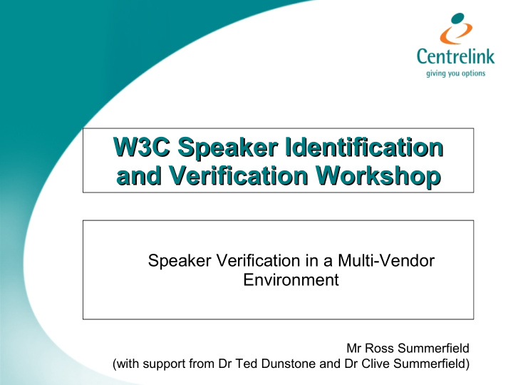 w3c speaker identification w3c speaker identification and