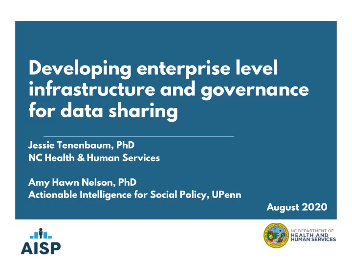developing enterprise level infrastructure and governance