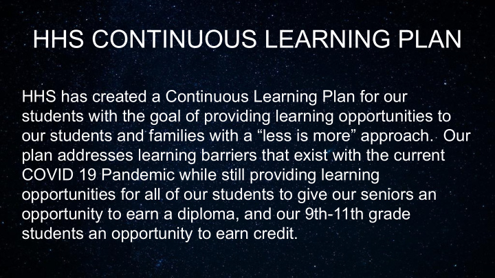 hhs continuous learning plan