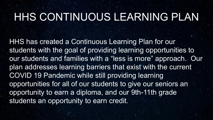 hhs continuous learning plan