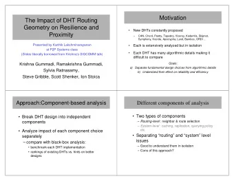 Motivation  The Impact of DHT Routing  Geometry on Resilience and    New DHTs constantly