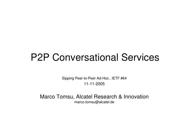 p2p conversational services