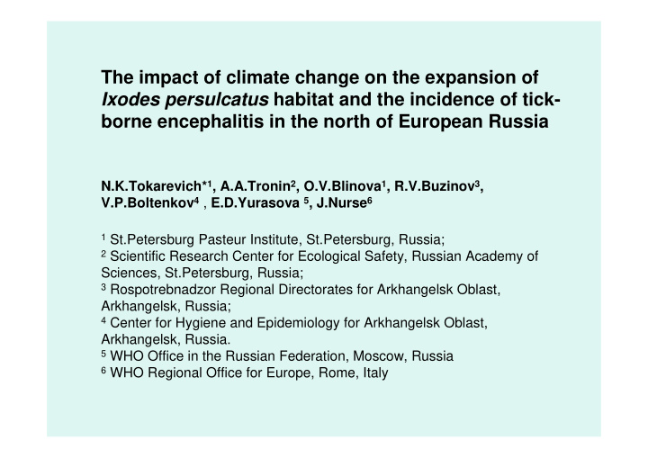 the impact of climate change on the expansion of ixodes