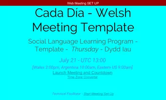 Cada Da - Welsh  Meeting Template  Social Language Learning Program - Template - Thursday - Dydd