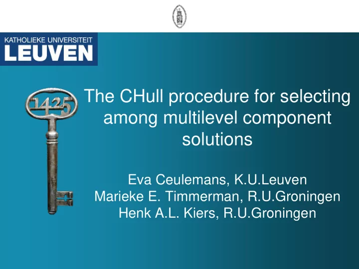 the chull procedure for selecting among multilevel