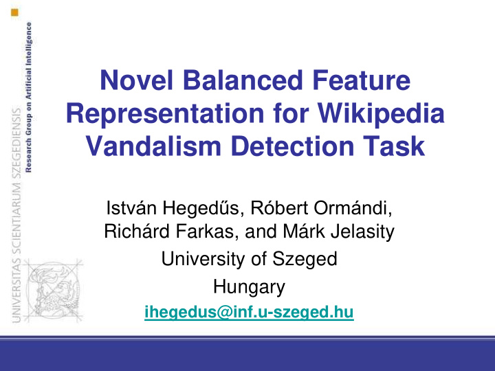 novel balanced feature representation for wikipedia