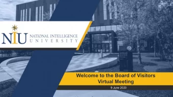 Welcome to the Board of Visitors  Virtual Meeting  9 June 2020  CLASSIFICATION  CLASSIFICATION