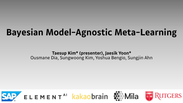 bayesian model agnostic meta learning