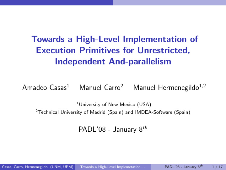 towards a high level implementation of execution