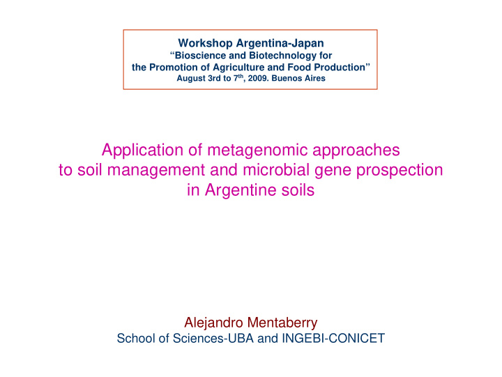 application of metagenomic approaches to soil management