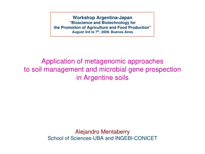 application of metagenomic approaches to soil management