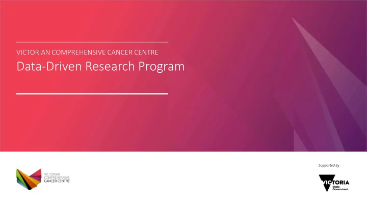 data driven research program data driven research program
