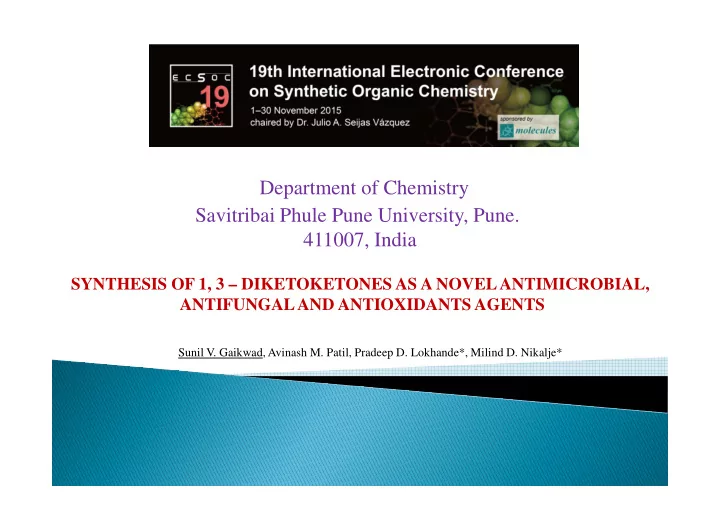 department of chemistry savitribai phule pune university