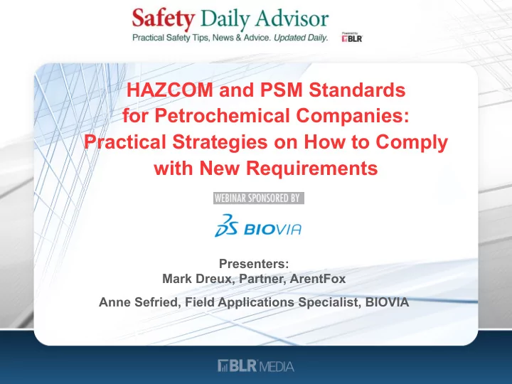 hazcom and psm standards for petrochemical companies