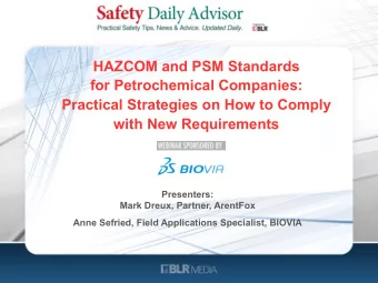 HAZCOM and PSM Standards  for Petrochemical Companies:  Practical Strategies on How to Comply with