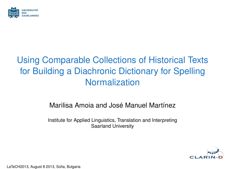 using comparable collections of historical texts for