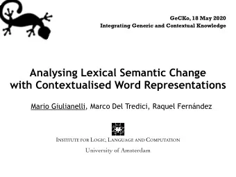 Analysing Lexical Semantic Change   with Contextualised Word Representations  Mario Giulianelli,