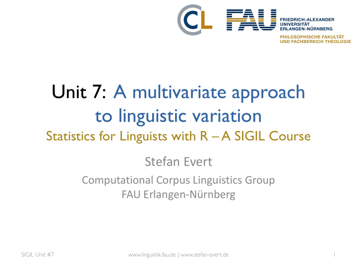 unit 7 a multivariate approach to linguistic variation