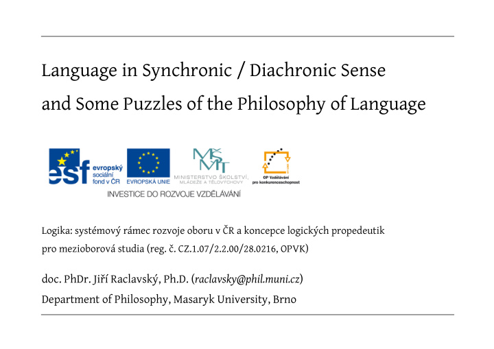 language in synchronic diachronic sense and some puzzles