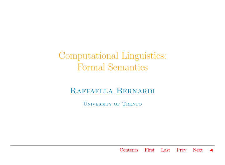 computational linguistics formal semantics