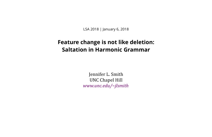 feature change is not like deletion saltation in harmonic
