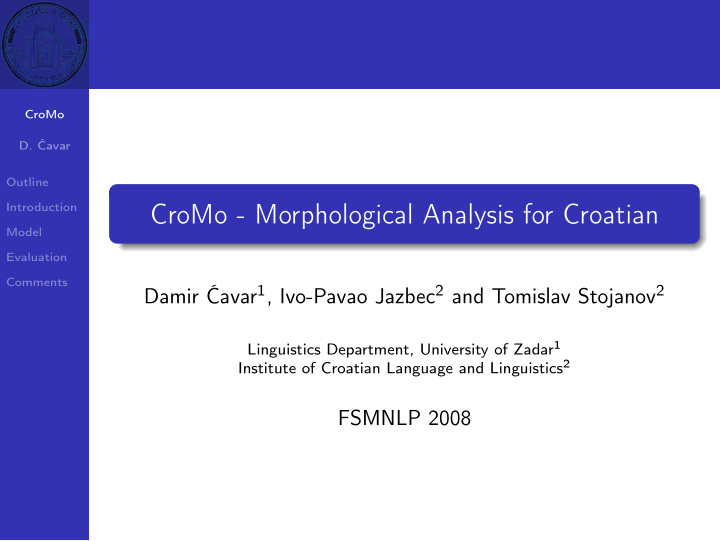 cromo morphological analysis for croatian