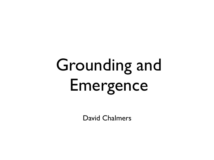 grounding and emergence