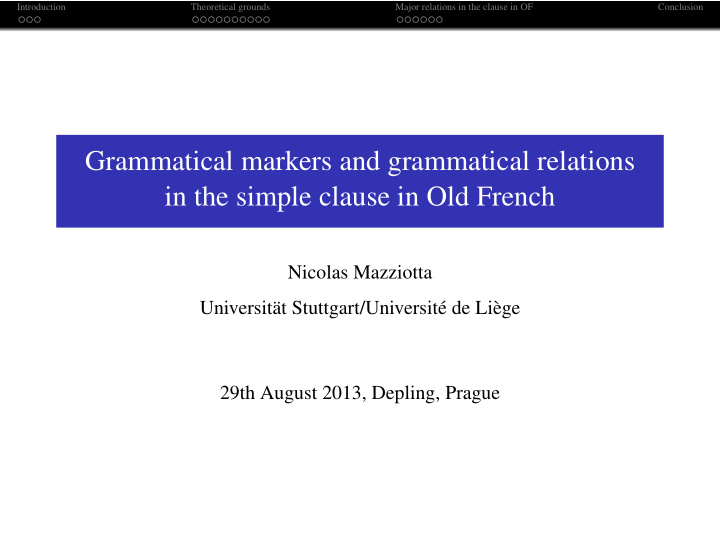 grammatical markers and grammatical relations in the