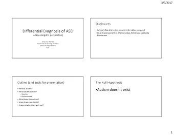 Differential Diagnosis of ASD  Hold shares/warrants in Chemocentryx, Retrotope, Jacaranda  (a