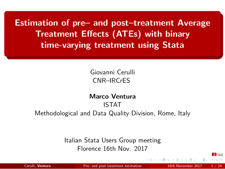 estimation of pre and post treatment average treatment