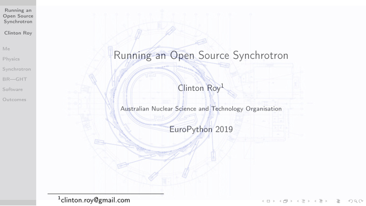 running an open source synchrotron