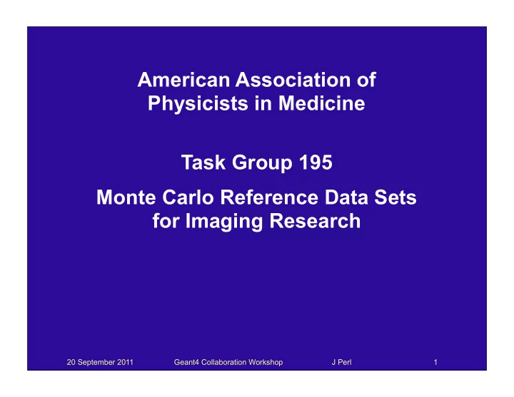 american association of physicists in medicine task group