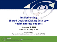 implementing shared decision making with low health