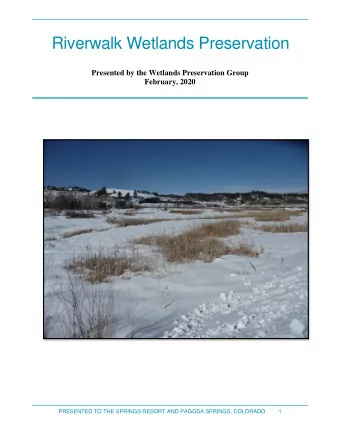 Introduction  We are pleased to present our concerns regarding the preservation of the Riverwalk