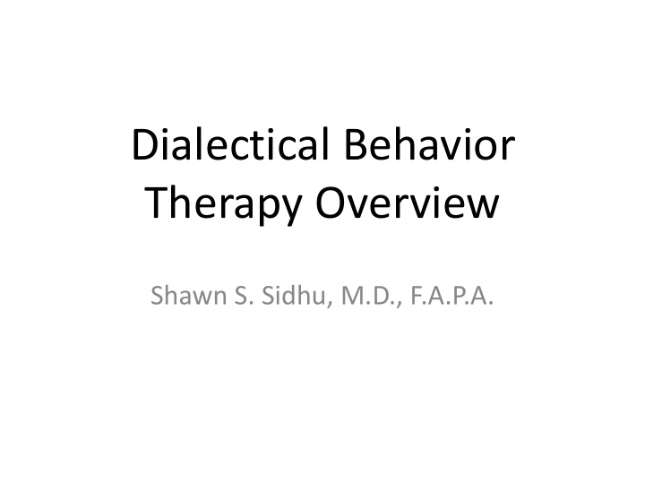 dialectical behavior therapy overview