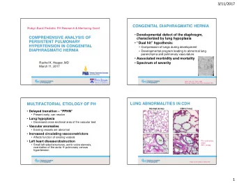 3/11/2017  CONGENITAL DIAPHRAGMATIC HERNIA  Robyn Barst Pediatric PH Research &amp; Mentoring Grant