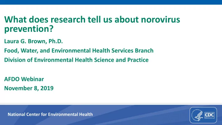 what does research tell us about norovirus prevention
