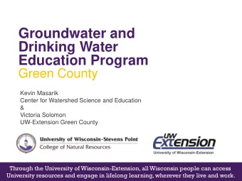 Drinking Water  Education Program  Green County  Kevin Masarik  Center for Watershed Science and