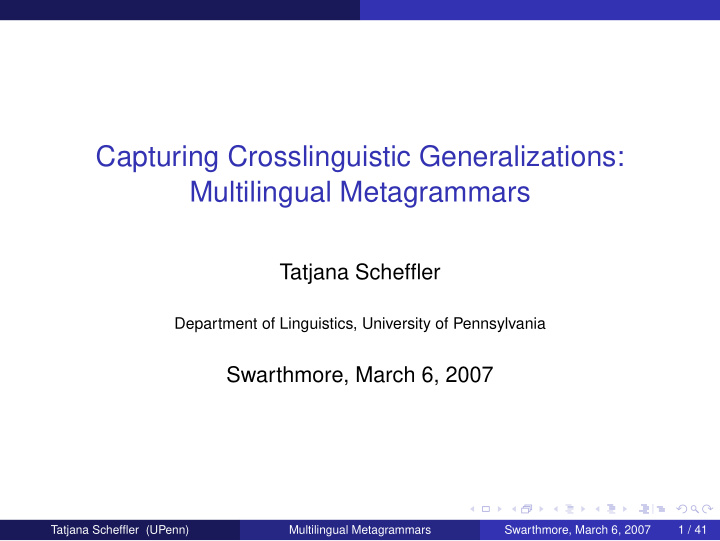 capturing crosslinguistic generalizations multilingual