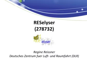 RESelyser  (278732)  Regine Reissner Deutsches Zentrum fuer Luft- und Raumfahrt (DLR)  0. Project