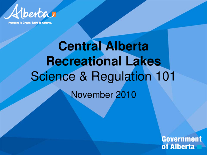 central alberta recreational lakes science amp regulation