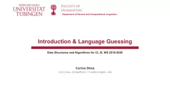 Introduction &amp; Language Guessing  Data Structures and Algorithms for CL III, WS 2019-2020