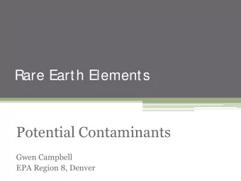 Potential Contaminants  Gwen Campbell  EPA Region 8, Denver  Contaminant Concerns  Contaminant
