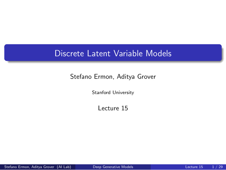 discrete latent variable models
