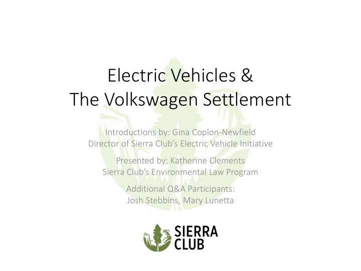 electric vehicles the volkswagen settlement