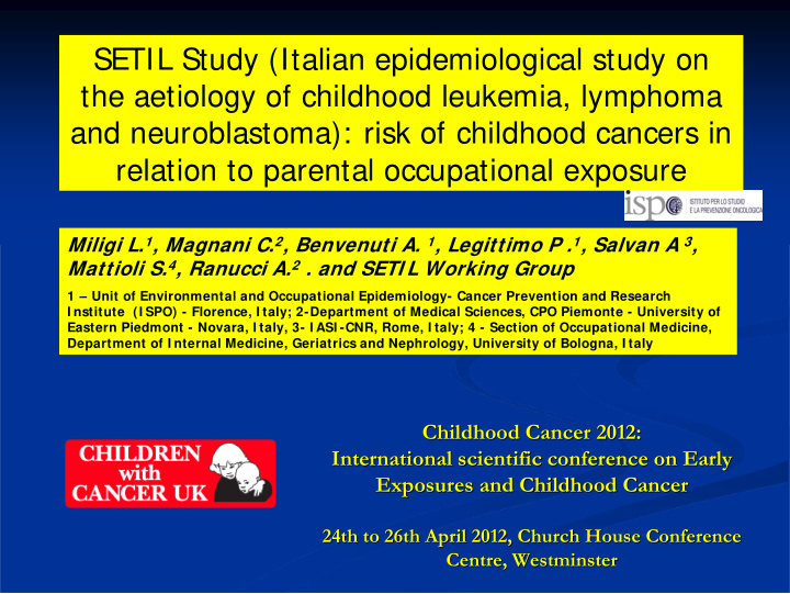 setil study italian epidemiological study on the